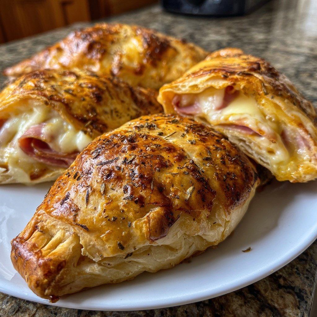 Ham and Cheese Puff Pastry Pockets