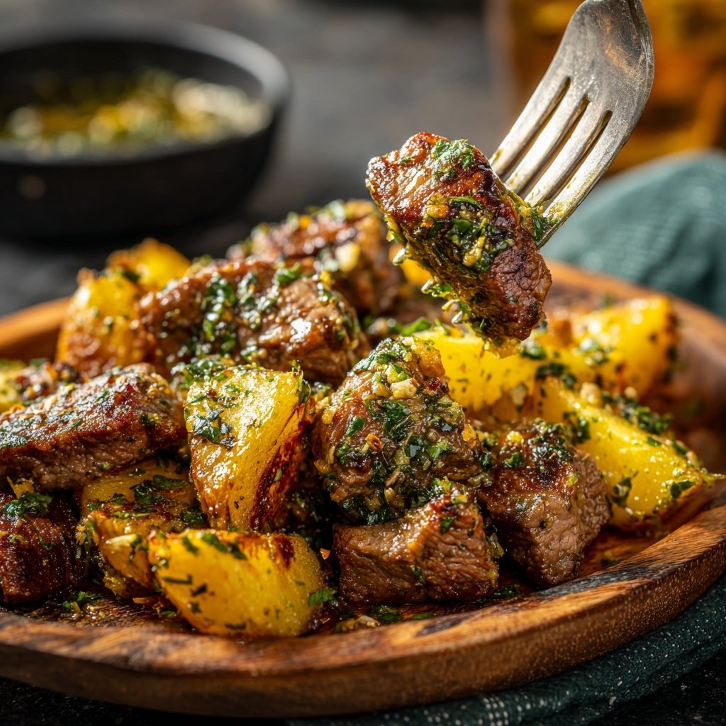 Garlic Butter Steak Bites With Potatoes