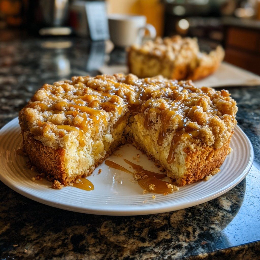 Apple Crumb Cake – Topped with Cinnamon Apple Drizzle