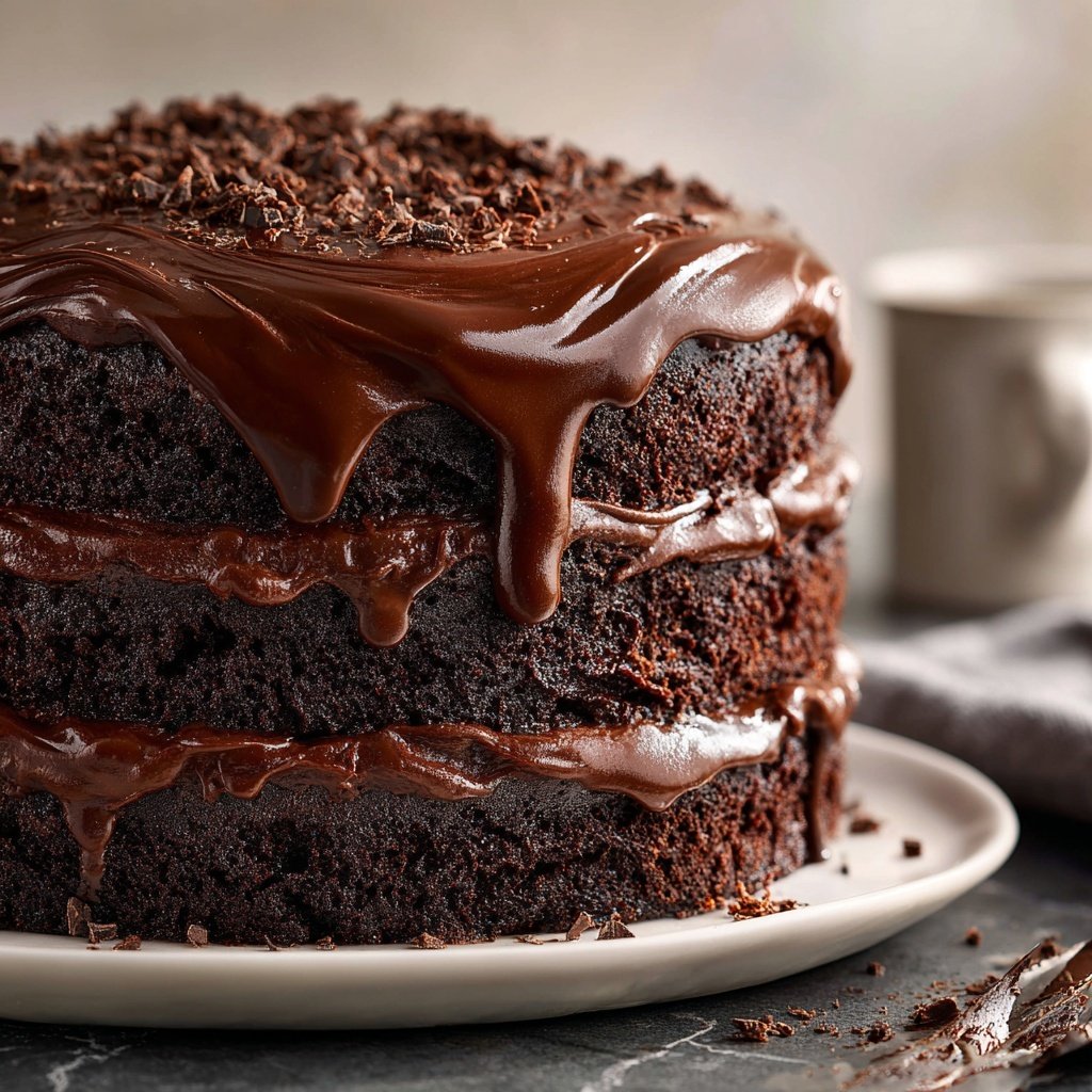 Moist Chocolate Cake With Rich Ganache