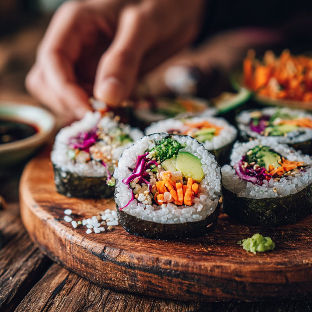 Healthy Lunch Vegetable Sushi Rolls